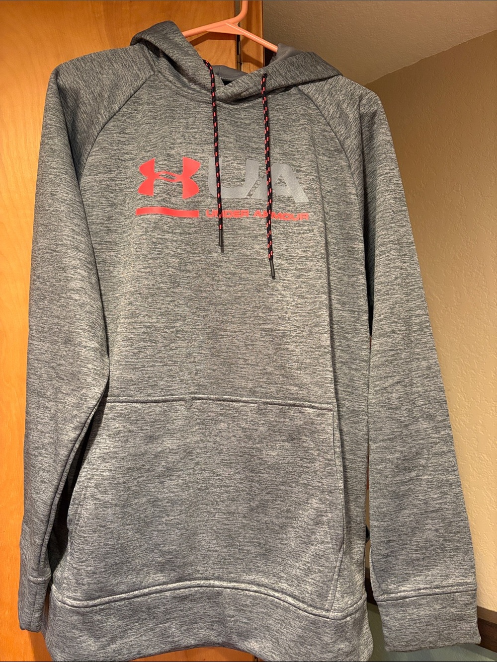 Under Armour Gray Hoodie with Pink Logo Size Medium